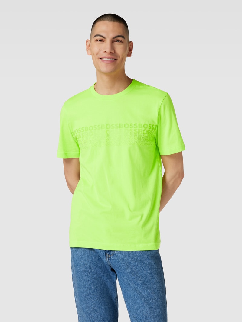 T-Shirt mit Logo-Print in neon grün