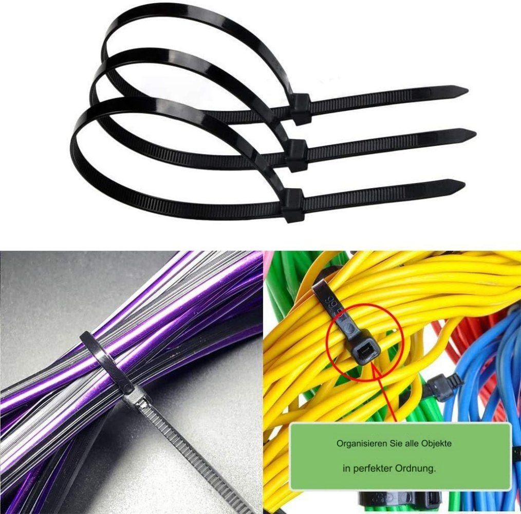 jalleria 500 Stück Schlauchklemmen, schwarze Nylon-Kabelbinder Reepschnur (1-tlg)