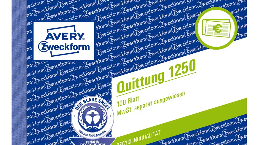 AVERY Zweckform Quittung DIN A6 Quer-Bogen 100 Blatt