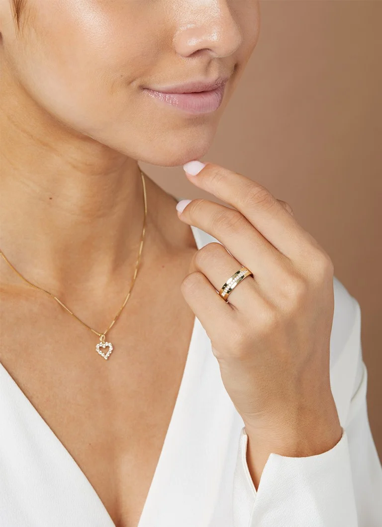 Bague en or jaune Diamond Point, diamant de 0,15 ct, alliance