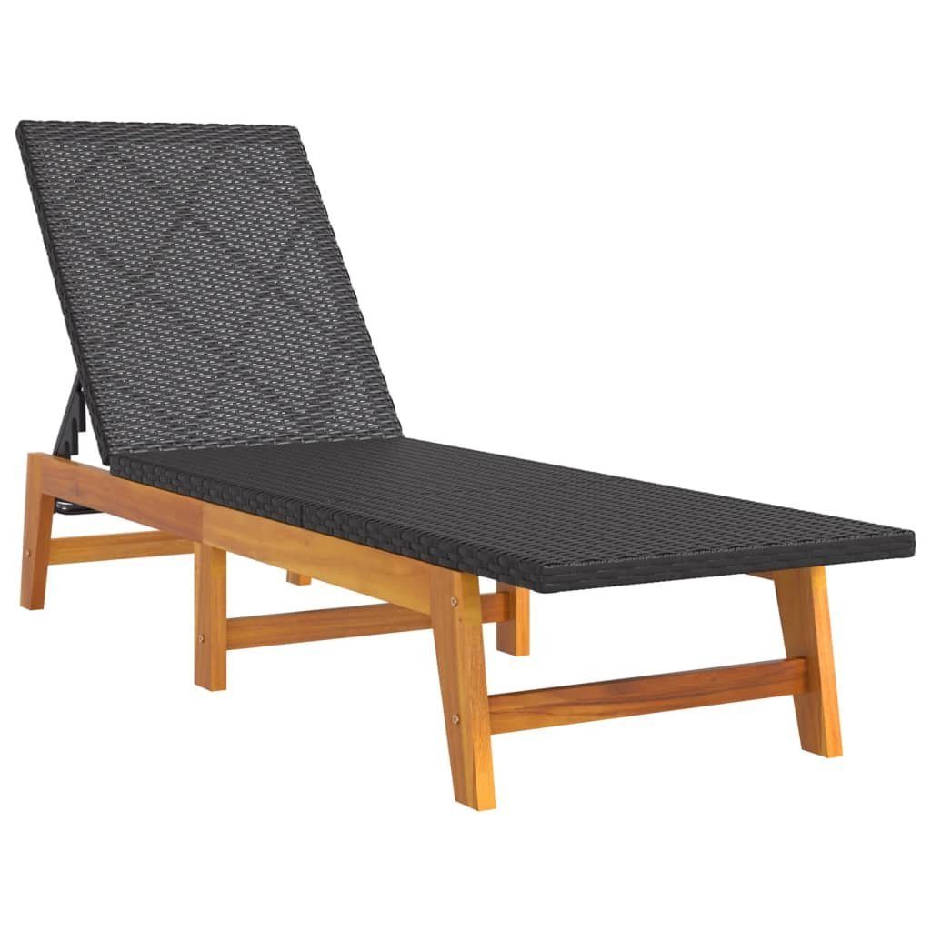 vidaXL Gartenliege Sonnenliege mit Tisch Poly Rattan und Massivholz Akazie, 1 St.