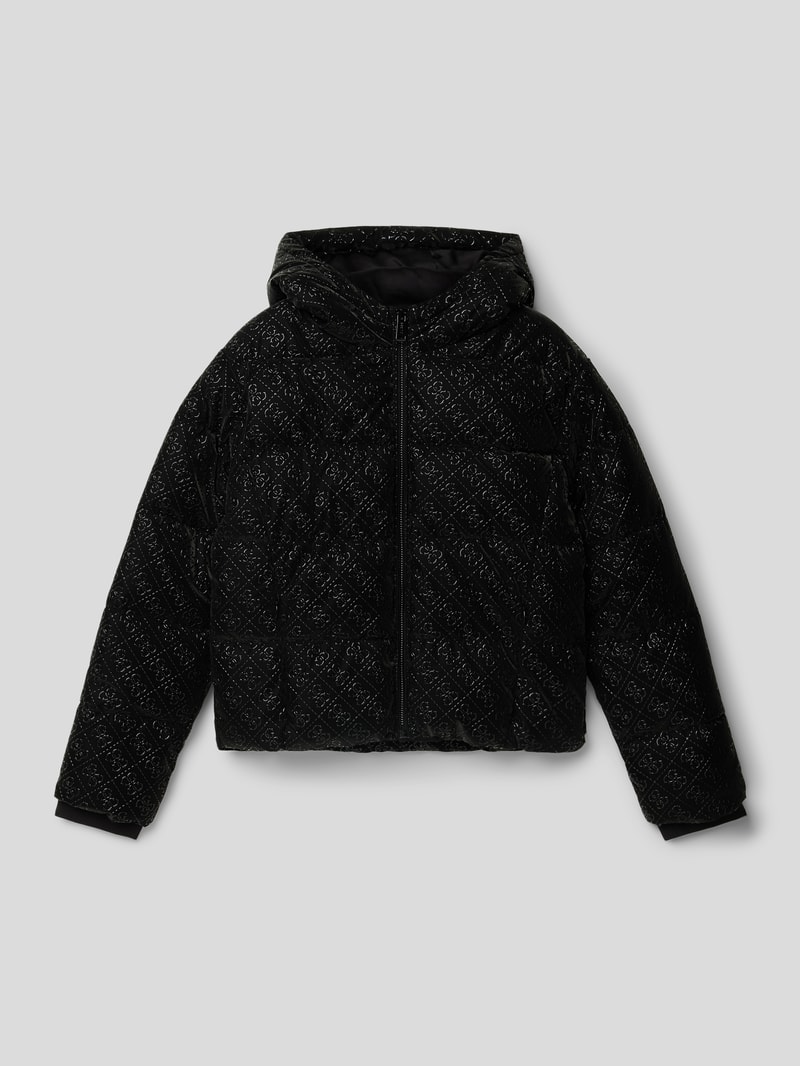 Steppjacke mit Kapuze in schwarz