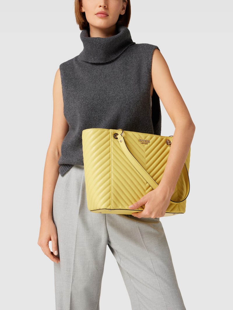 Handtasche mit Steppnähten Modell 'NOELLE' in gelb