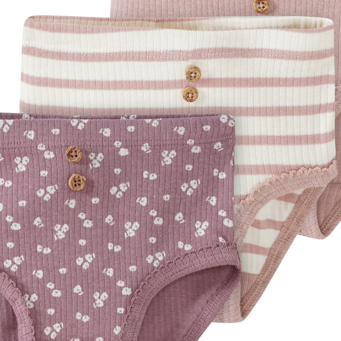 3 Baby Slips mit Rippstruktur