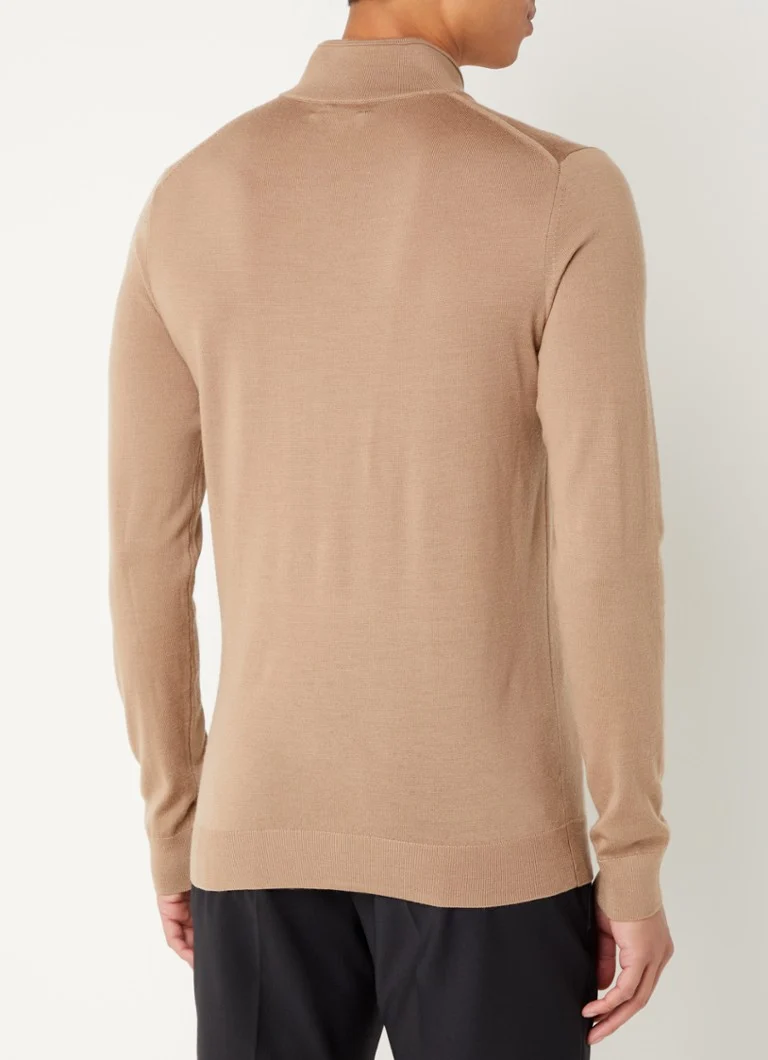 Reiss Fine-knit wool sweater with half zip
