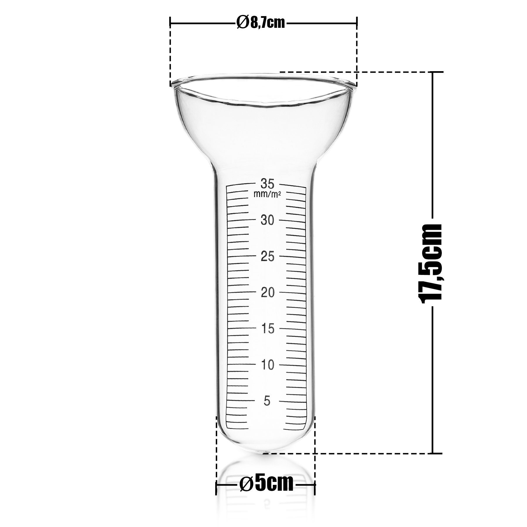BigDean Niederschlagsmesser Für 1-35 mm Messungen Einfach abzulesen aus Glas Regenmesser