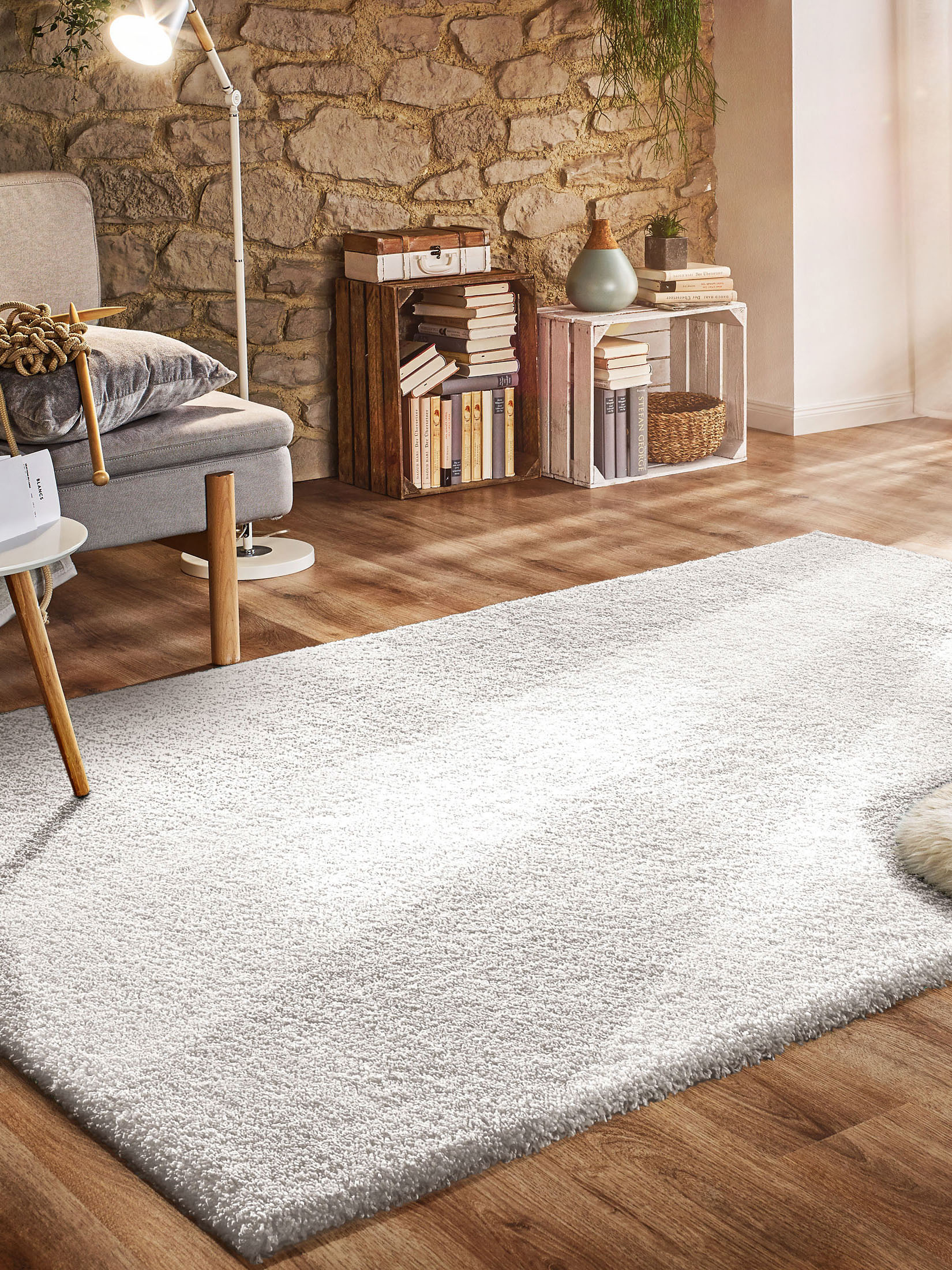 Lounge Hochflor-Teppich, Weiss