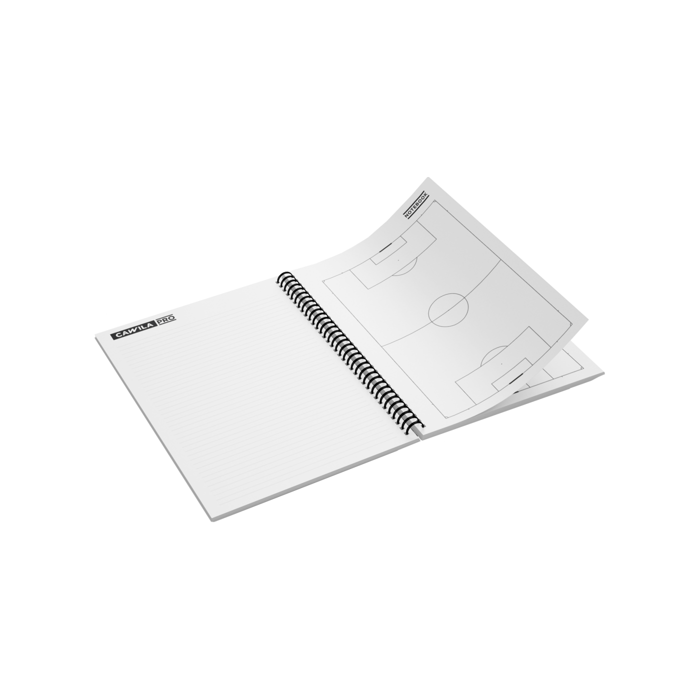 Cawila PRO 100 Blatt A4 Notebook Lehrblock Weiss | Fußball Taktikblock mit Spiralbindung