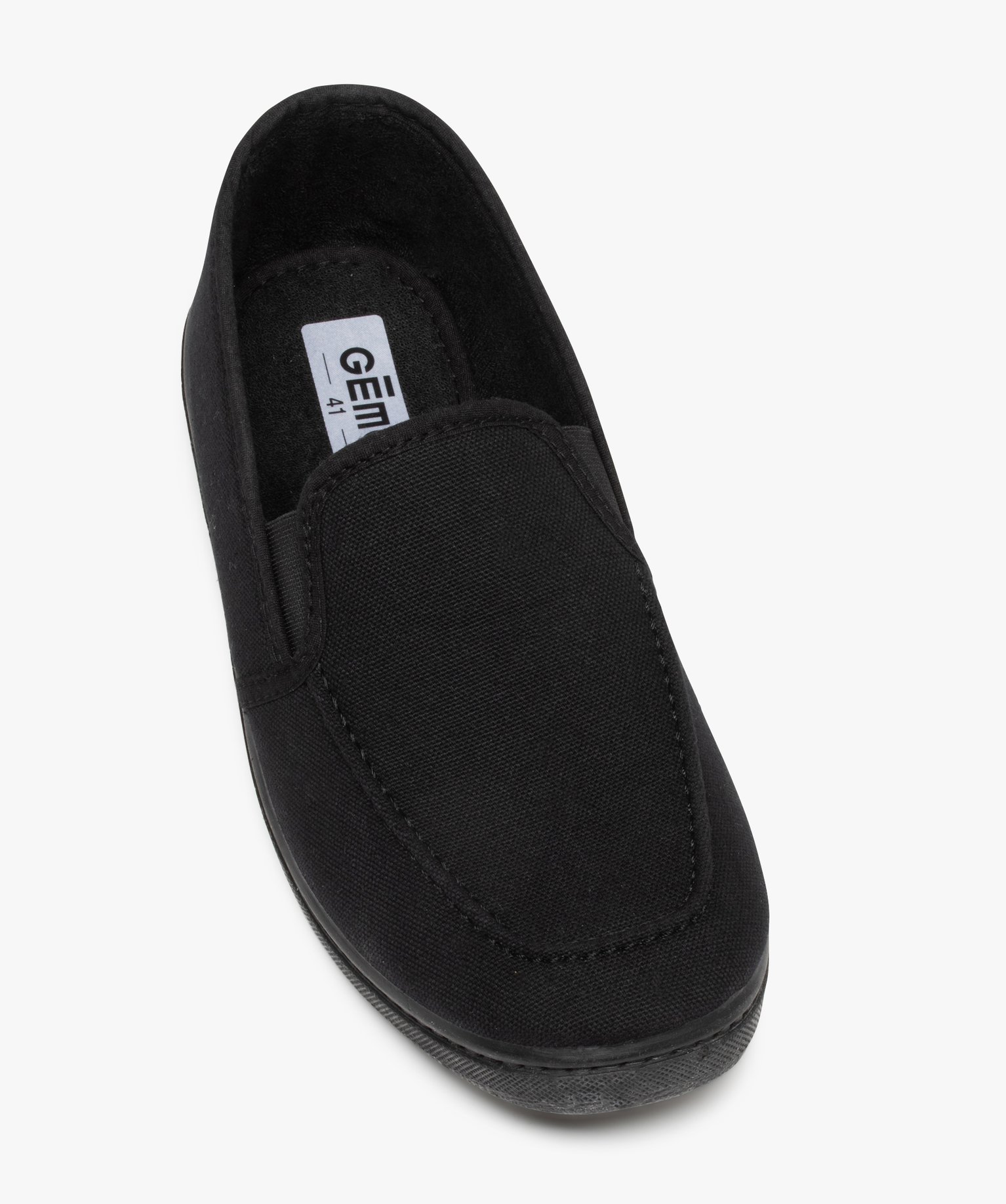 Chaussons homme unis en toile noir | GEMO