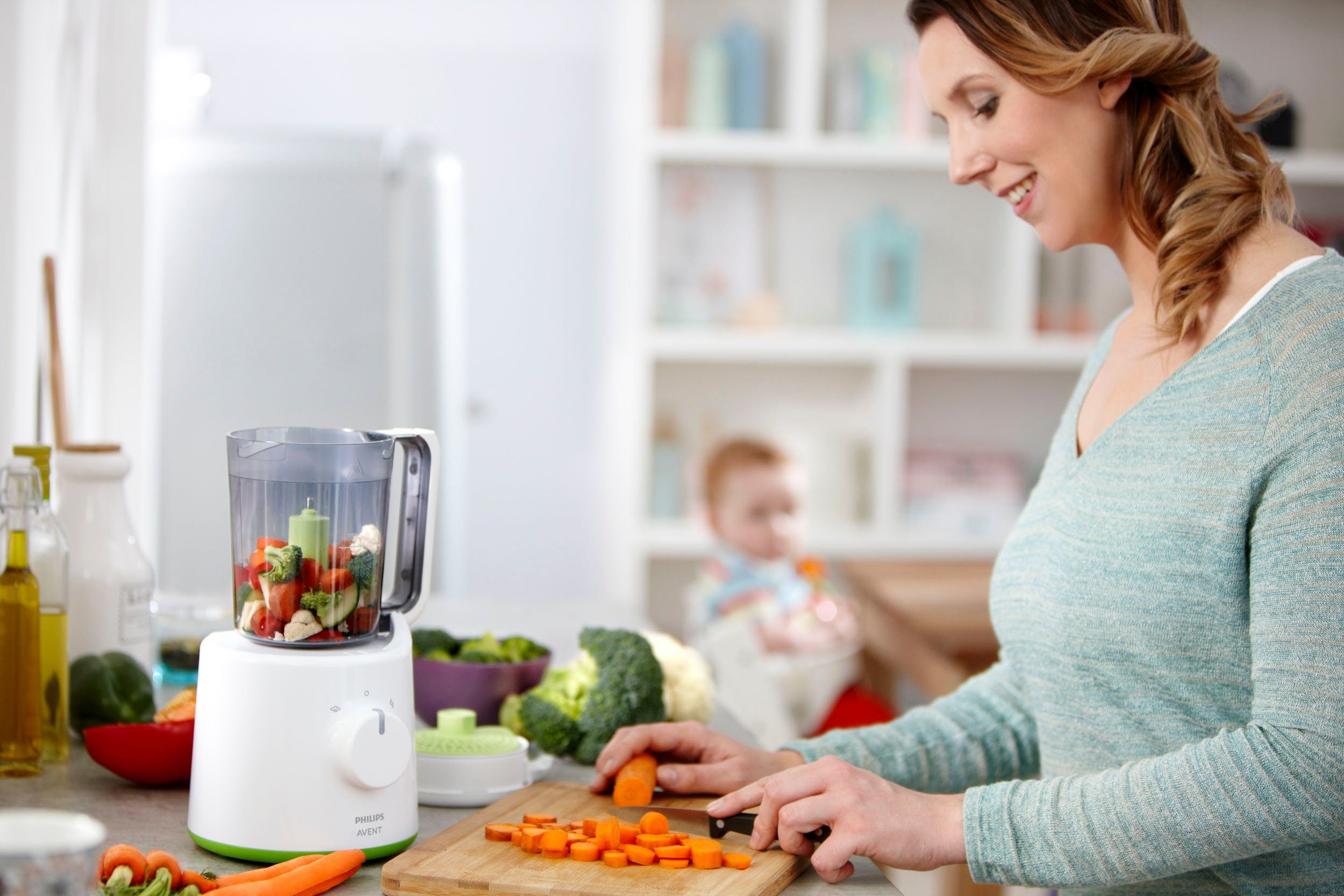 Philips AVENT Babynahrungszubereiter SCF870/20, 400 W, 2-in-1, Dampfgaren und Mixen, mit 12 altersgerechten Rezepten