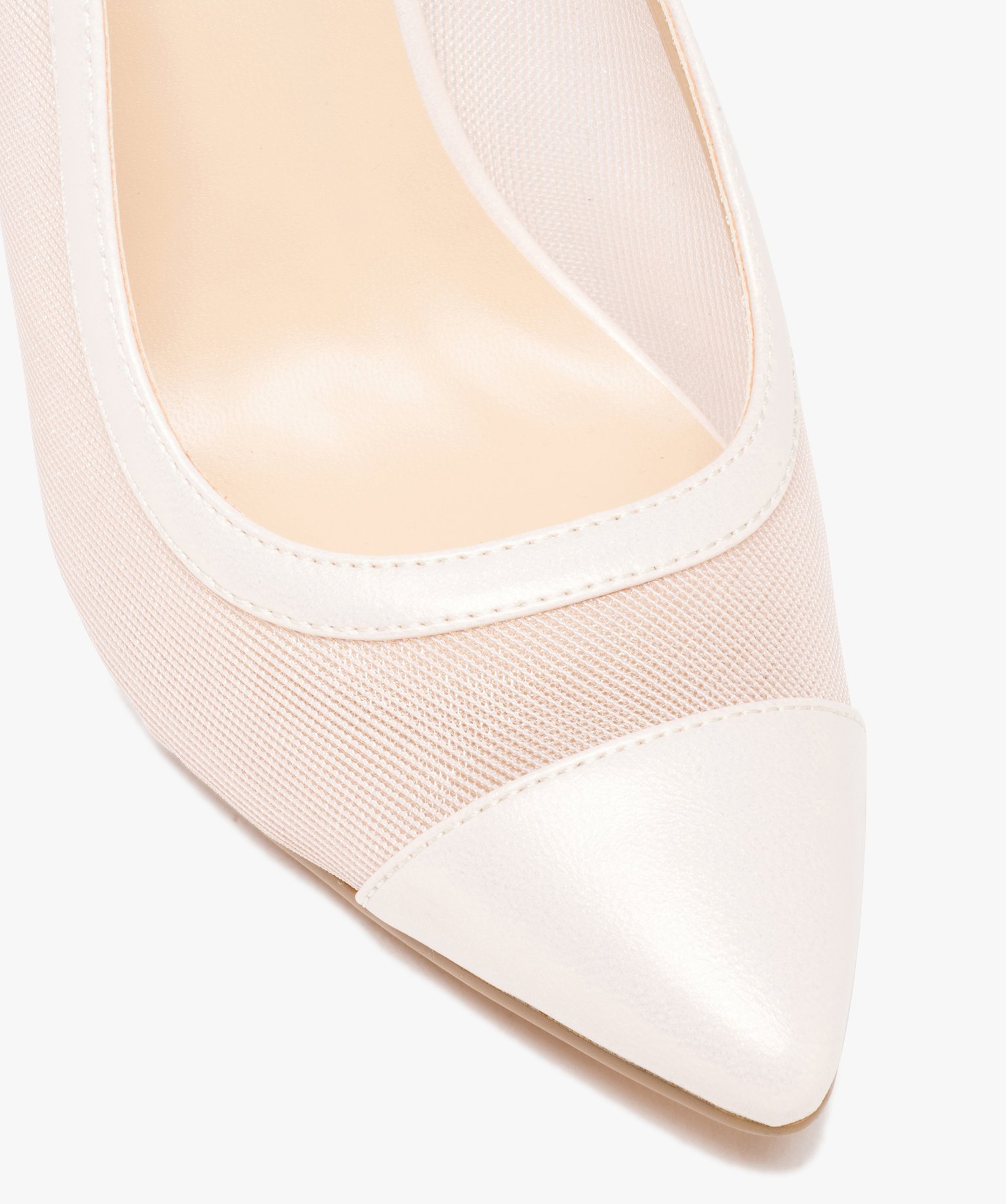 Escarpins femme à bout pointu et empiècement transparent beige | GEMO