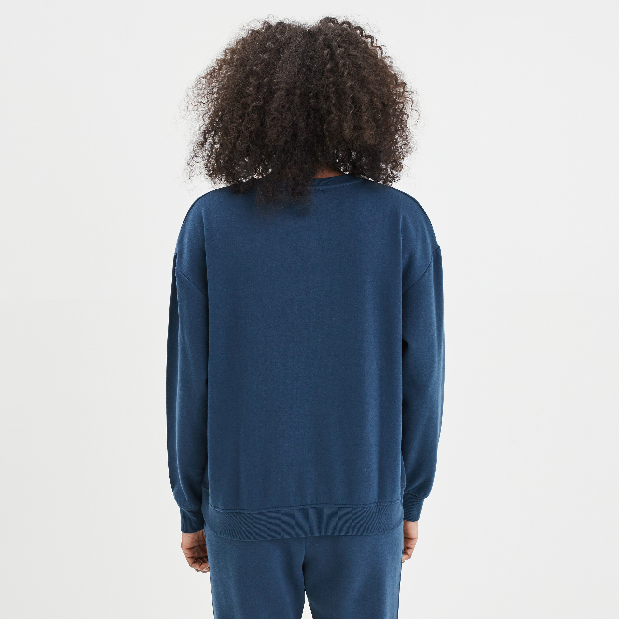 Sweat col rond manches longues bleu pétrole femme | La Halle