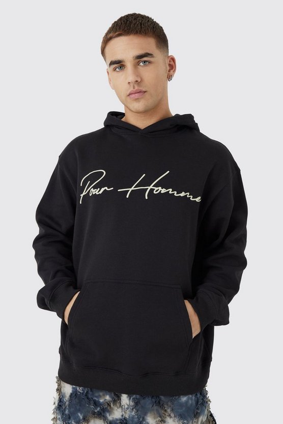 Oversize Hoodie mit Pour Homme-Print