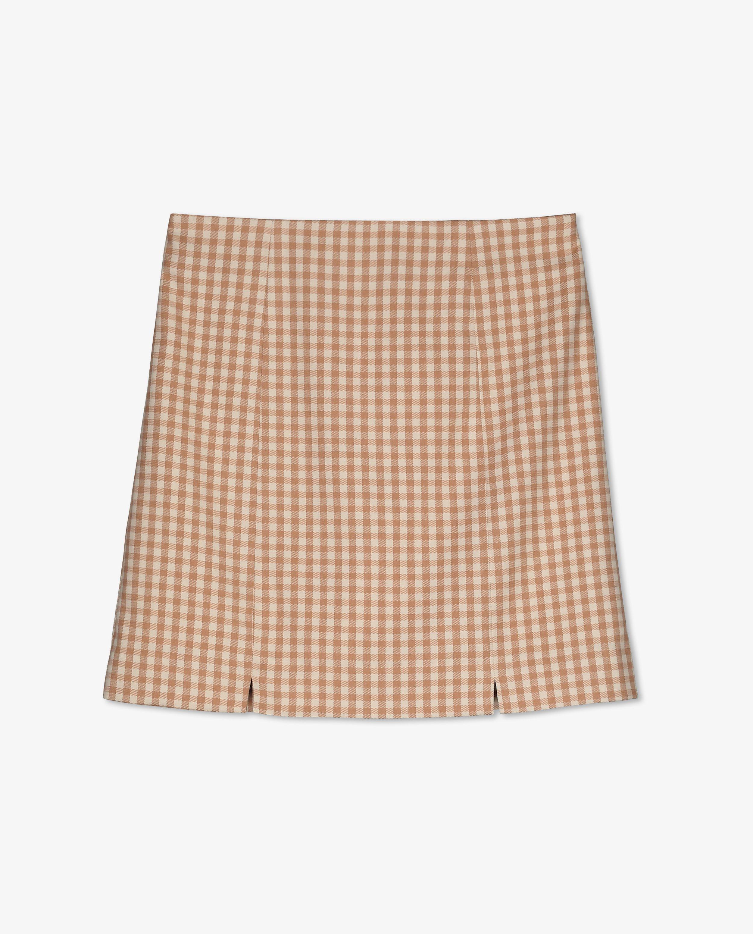 Groggy Brown szoknya kockás mintával, világosbarna