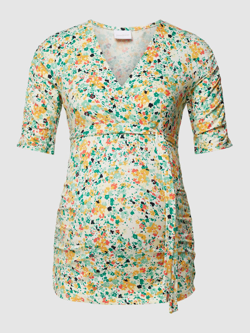 Umstands-T-Shirt mit floralem Muster Modell 'Pilar Honni Tess' in weiß