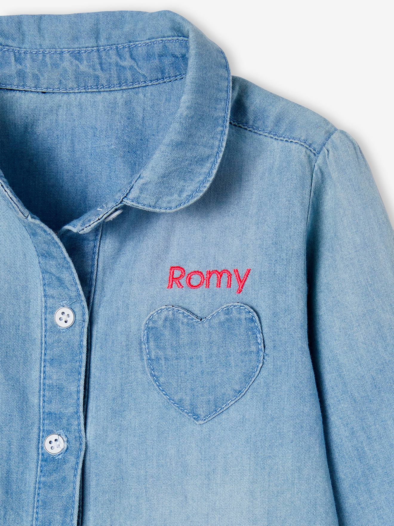 Vertbaudet Mädchen Baby Jeansbluse Oeko-Tex, personalisierbar - bleached