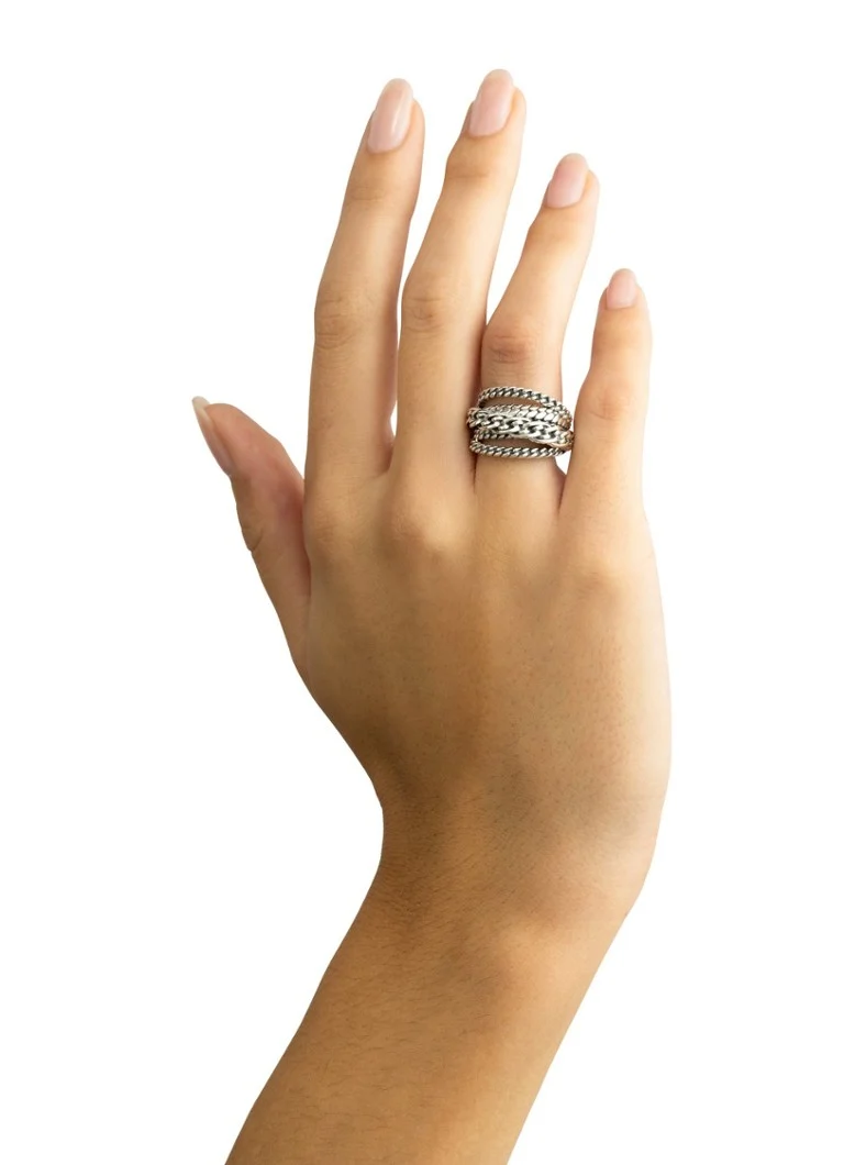 Buddha to Buddha  Multi Chain Nathalie ring van zilver