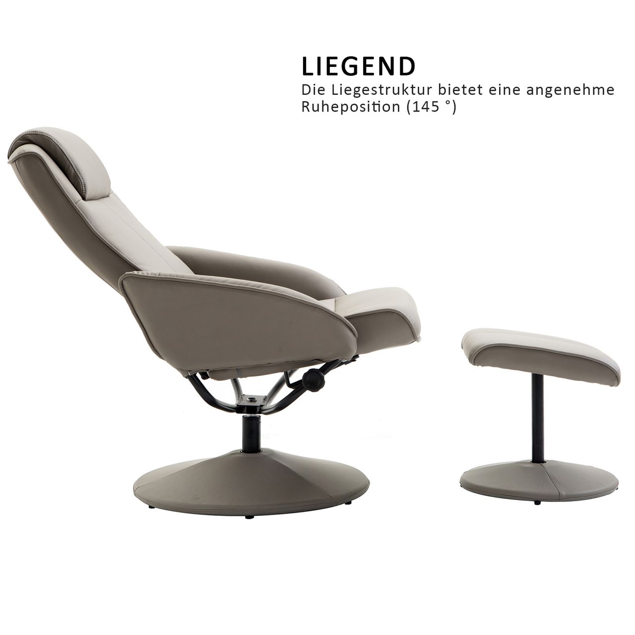 HOMCOM Relaxsessel Sessel Fernsehsessel Armsessel 360° drehbar mit Fußstütze