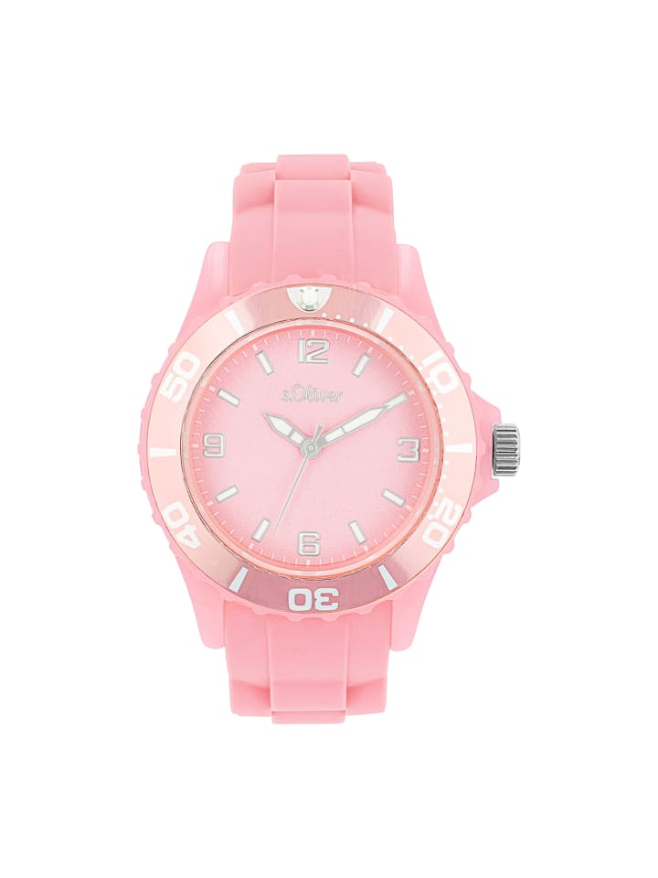 s.Oliver Quarzuhr Silikon, Kunststoff in pink günstig kaufen 21 cm