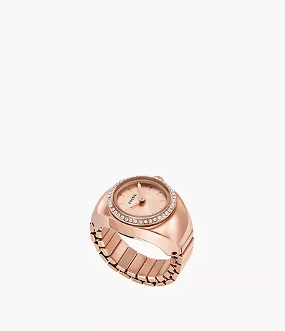 Fossil Ringuhr 2-Zeiger-Werk Edelstahl roségoldfarben