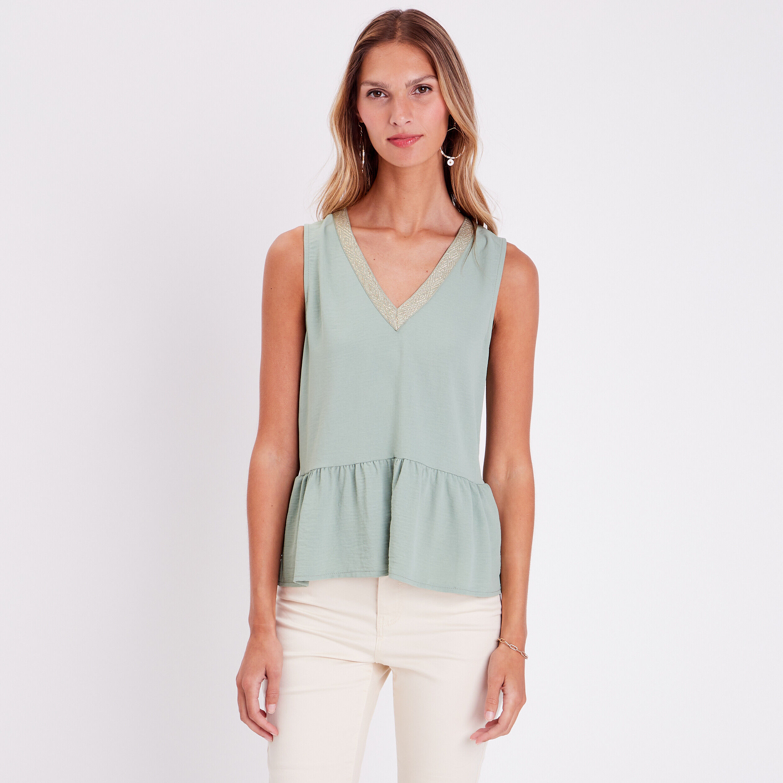 Blouse sans manches vert clair femme | Cache Cache
