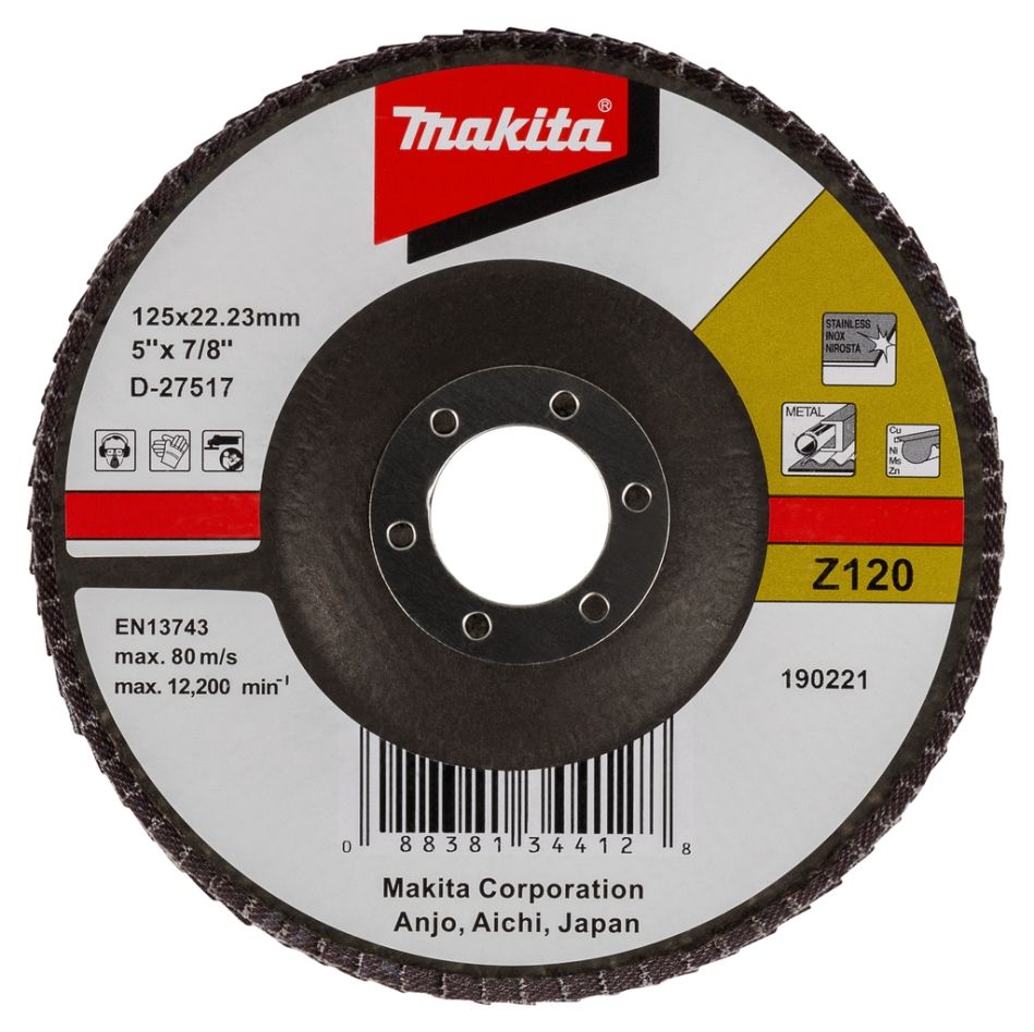 Makita Tilbehør D-27517 Lamelsliberskive 125 mm K120 Pr. 1 Stk.