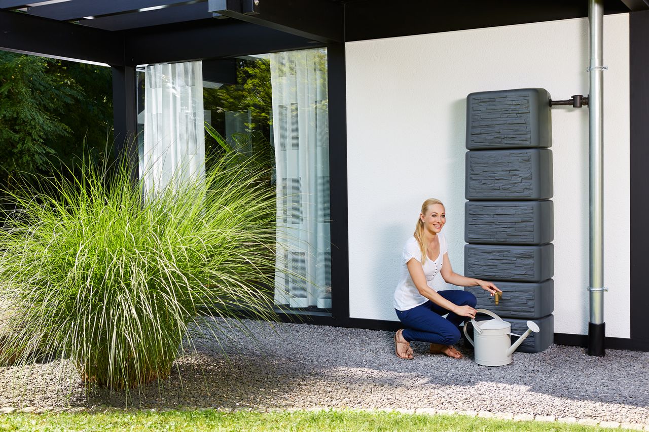4rain SLIM STONE DECOR Wandtank 330 Liter graphite grey