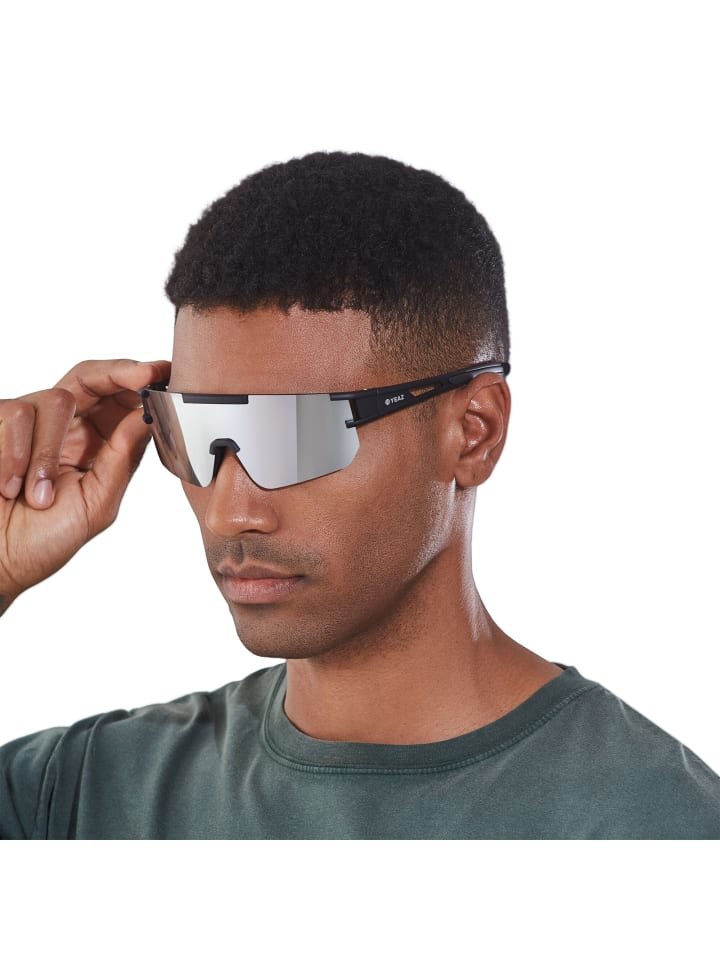 YEAZ SUNSPARK Sport-Sonnenbrille Black/Silver Mirror in silber günstig kaufen onesize