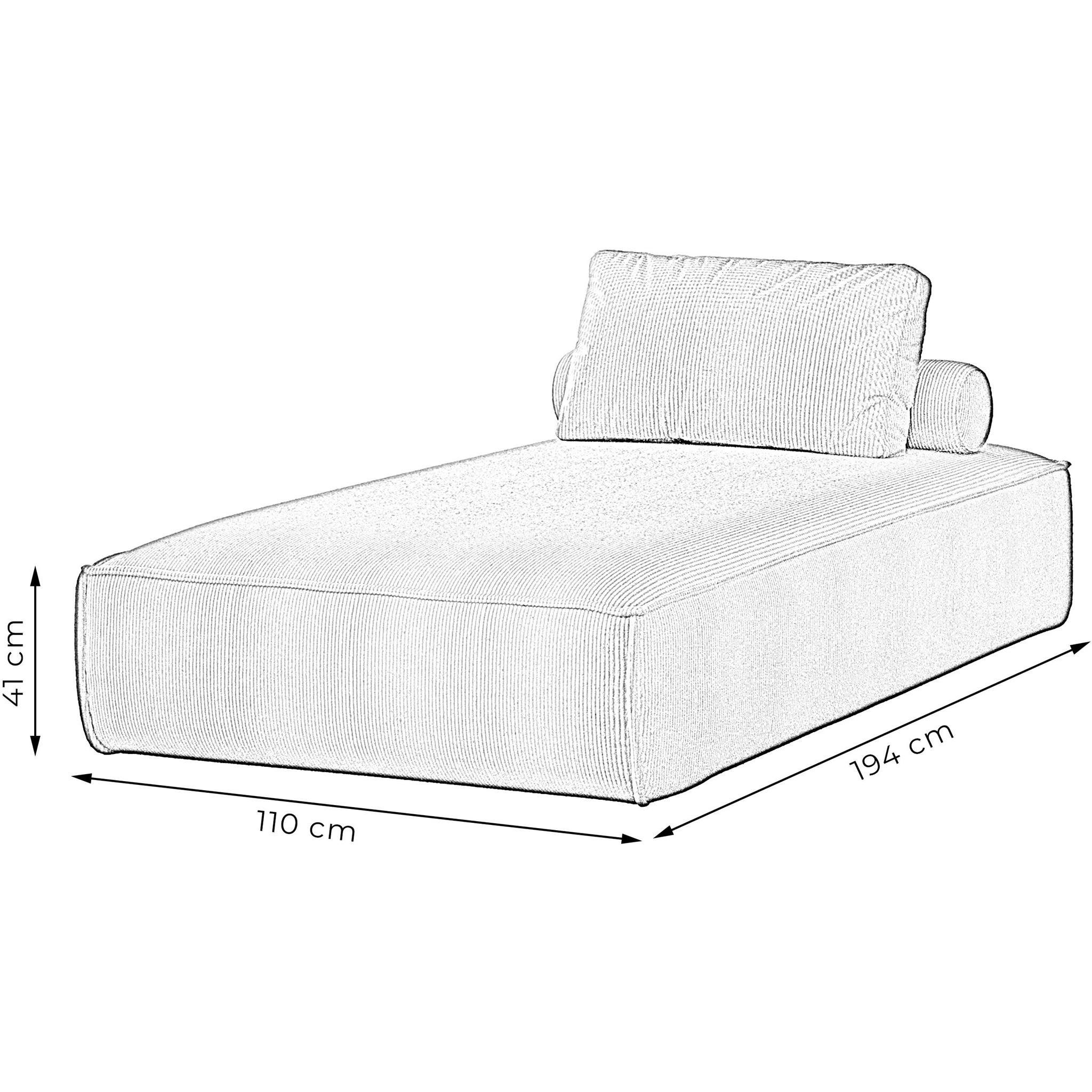 Beautysofa Relaxliege Lugano, mit Wellenfedern, Cord- oder Velvetstoff, gepolstert Lounge Sessel modern, mit zwei Kissen
