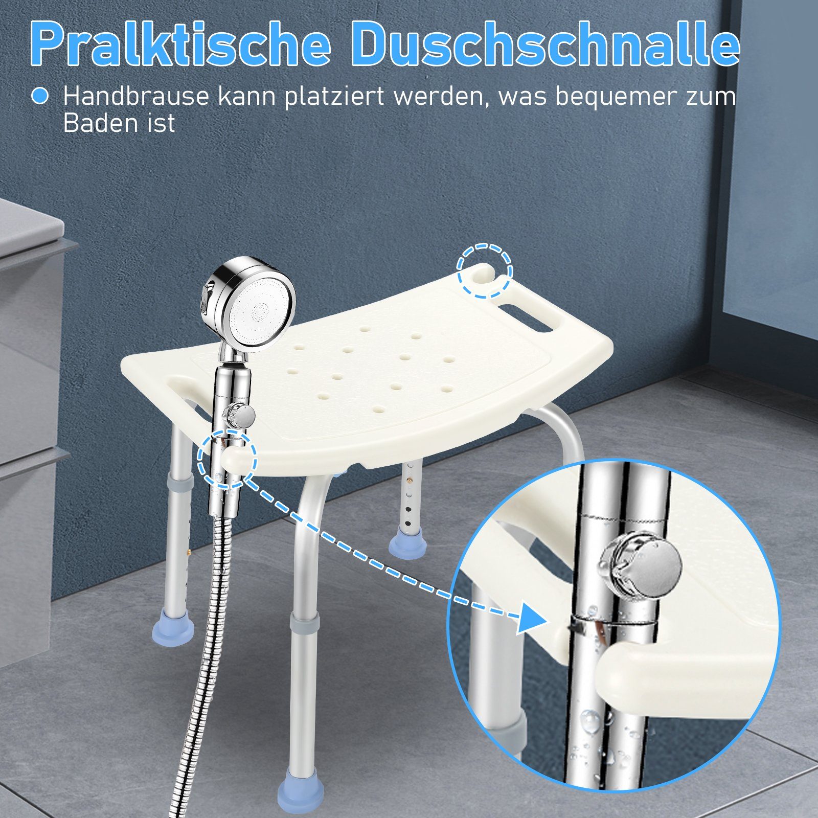 TolleTour Duschhocker Duschhocker Badhocker Badehocker belastbar bis 136kg Duschstuhl