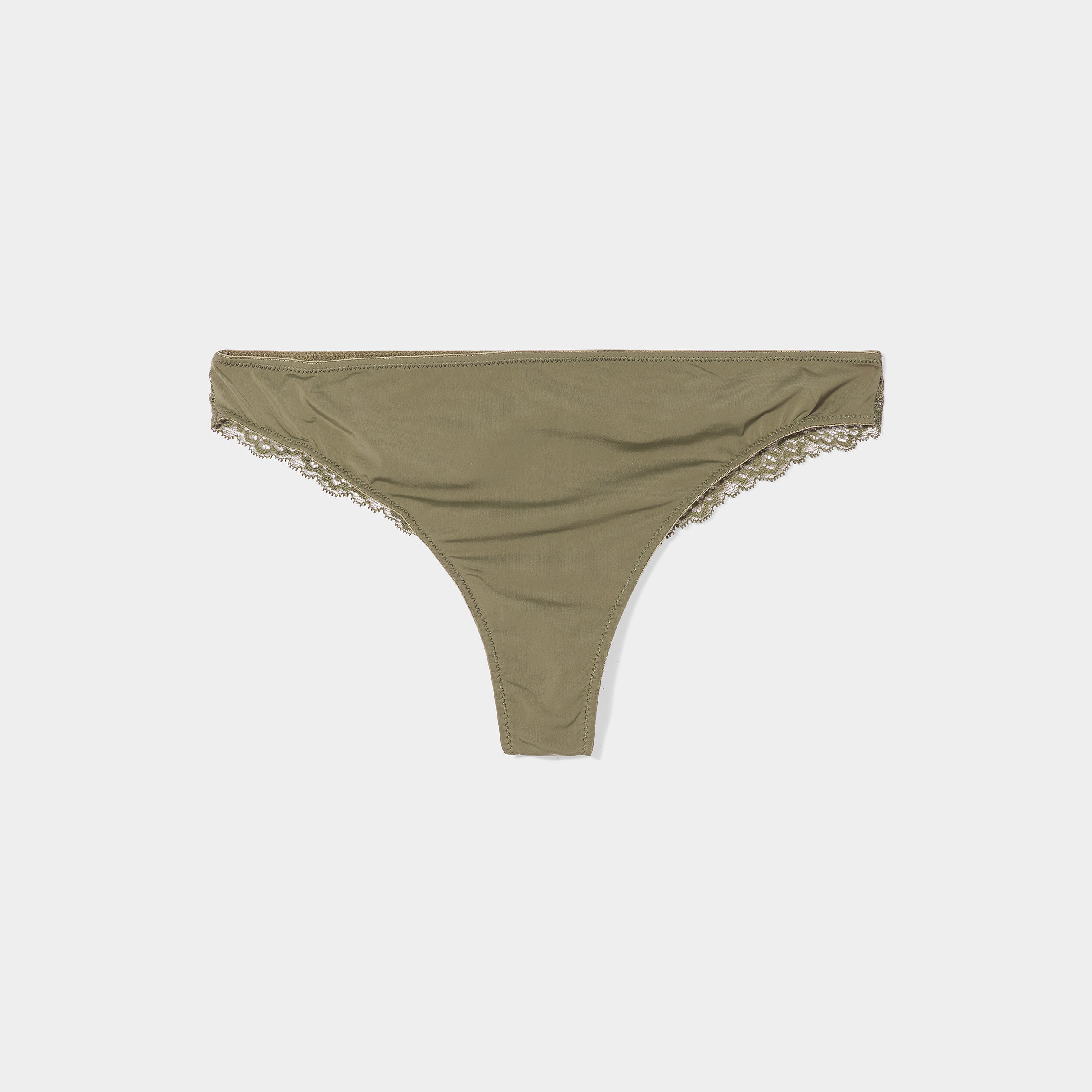 Tanga avec micro dentelle vert kaki femme | La Halle