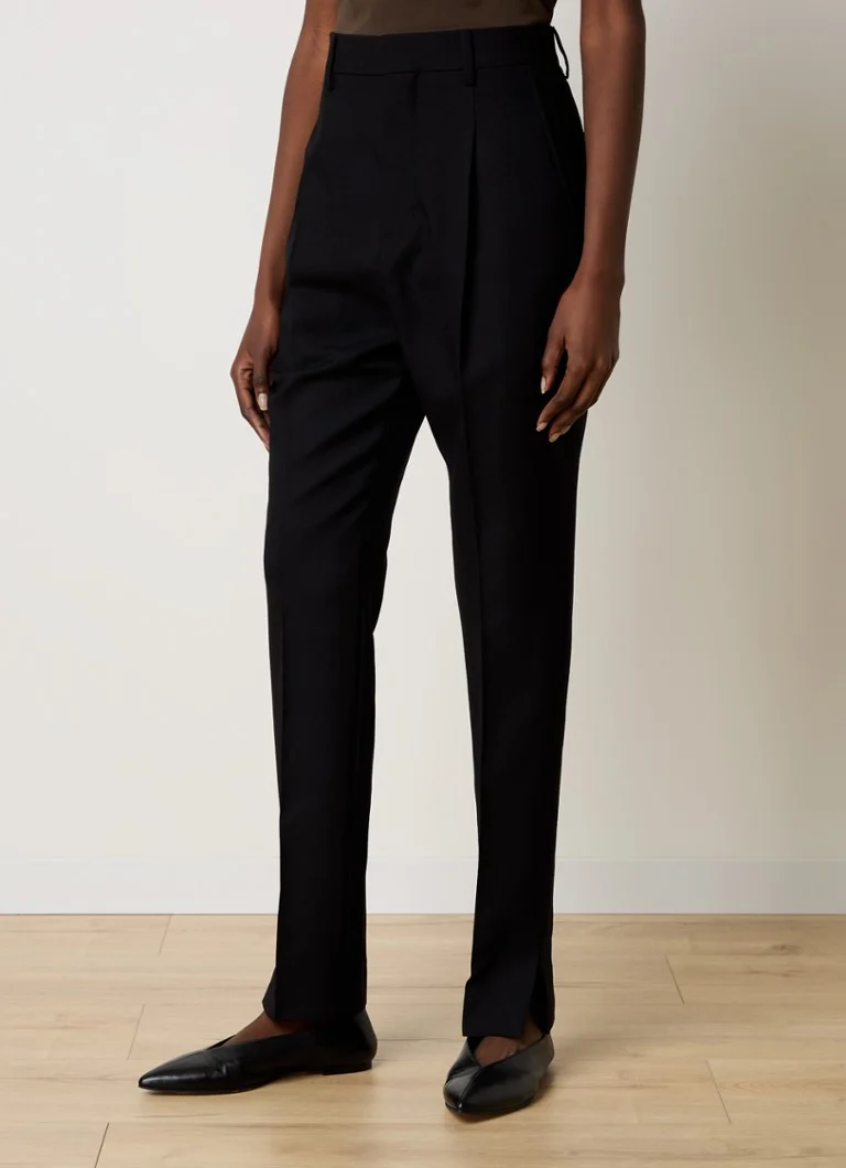 AMI Paris high-waist tapered fit virgin wool trousers with pressed crease