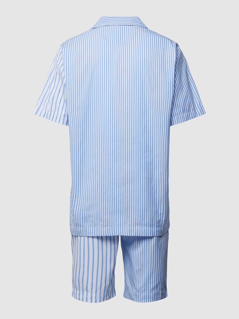 Pyjama mit Kontrastpaspeln Modell 'WOVEN' in blau