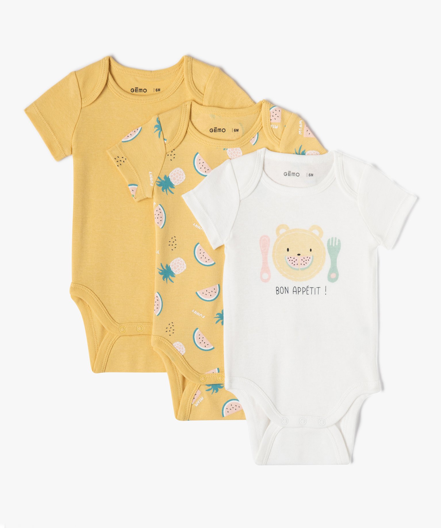 Body bébé à manches courtes et col US à motif fruits (lo... jaune | GEMO