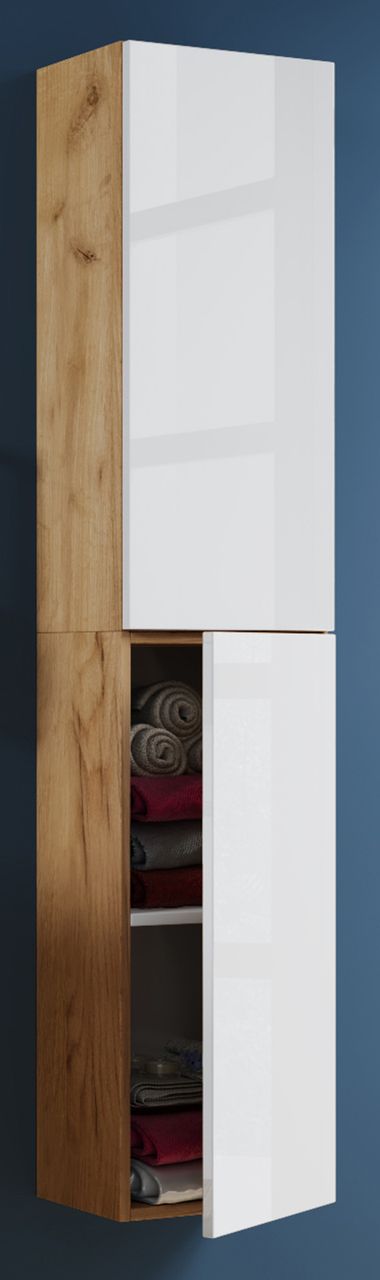 VCM Hochschrank Lendas Honig-Eiche/Weiß