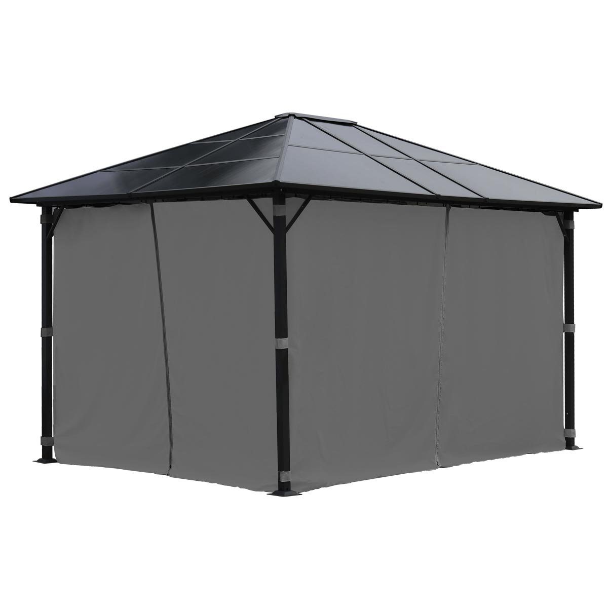 BRAST Pavillon Premium Aluminium Größen 3x4m 3,6x4,8m Moskitonetz, LED TÜV geprüft wasserdicht UV-Schutz festes Dach