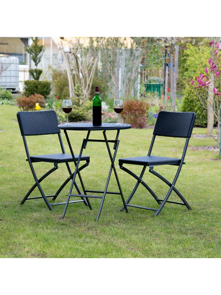 relaxdays 3 tlg. Gartenmöbel Set in Schwarz günstig kaufen onesize