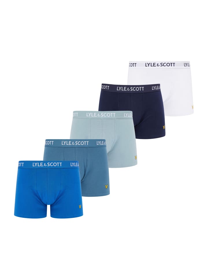 Lyle & Scott Trunks 5-Er Set in Dunkelblau/Weiß/Pastell-Türkis/Pastellblau/Blau günstig kaufen