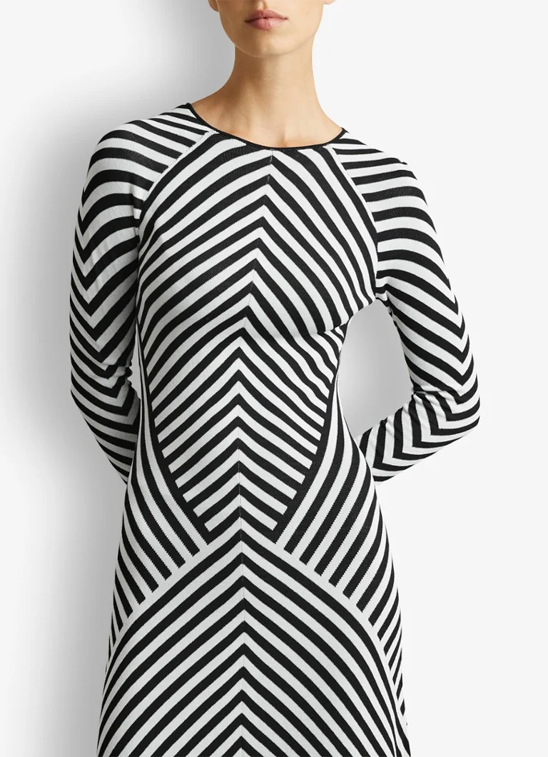Abito midi a maglia fine Reiss Kali con stampa a righe