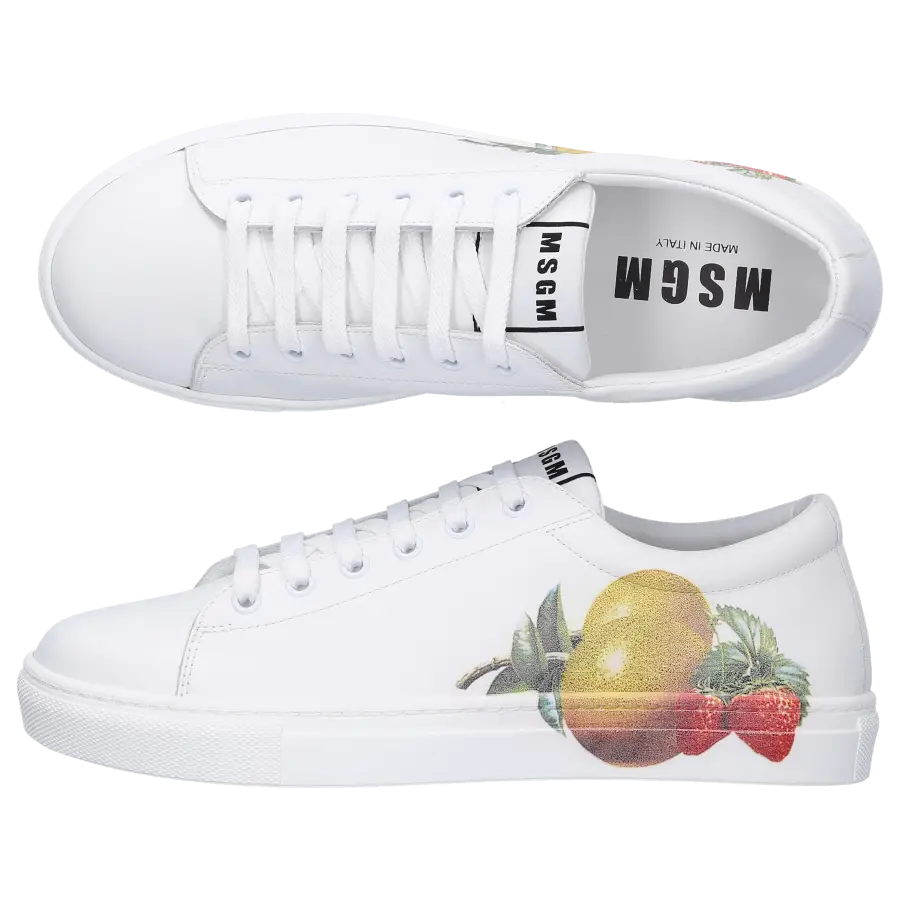 MSGM - Sneaker low CUPSOLE SNEKAER Kalbsleder Logo Print weiß