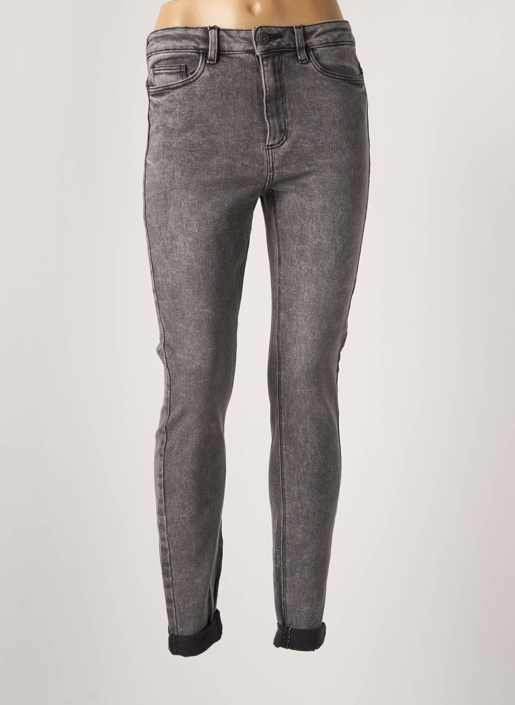 Noisy May Jeans Coupe Slim Femme couleur gris