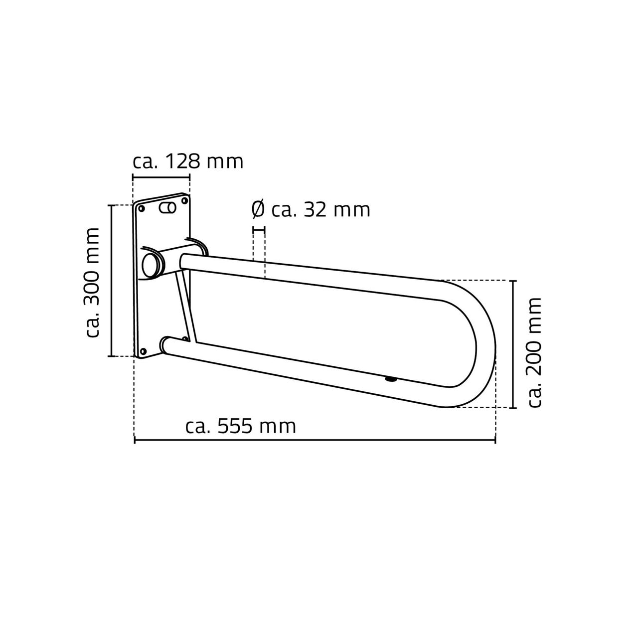 Ridder WC-Aufstehbügel Tim ca. 55,5 cm, weiß, klappbar, Stahl