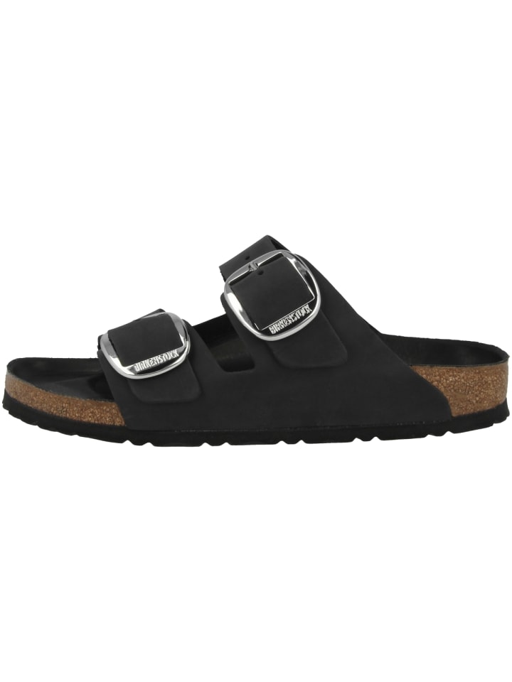Birkenstock Sandale Arizona Big Buckle Geöltes Nubukleder Schmal in schwarz günstig kaufen