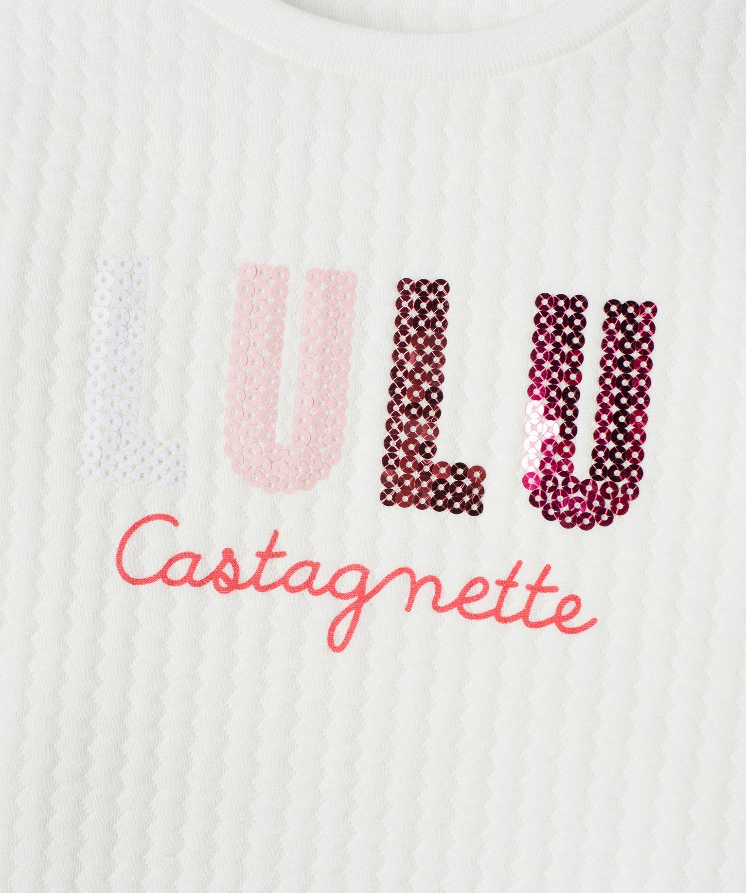 Sweat fille avec motif pailleté et volants sur les épaules... ecru | GEMO