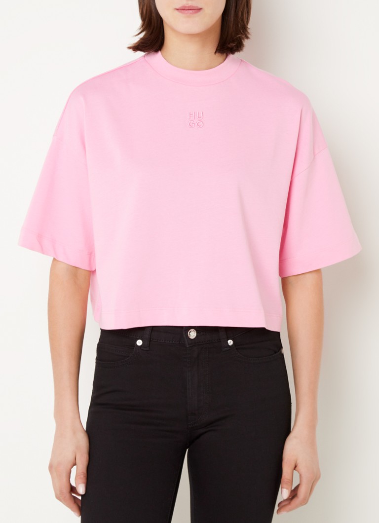 HUGO BOSS Cropped T-shirt with logo embroidery