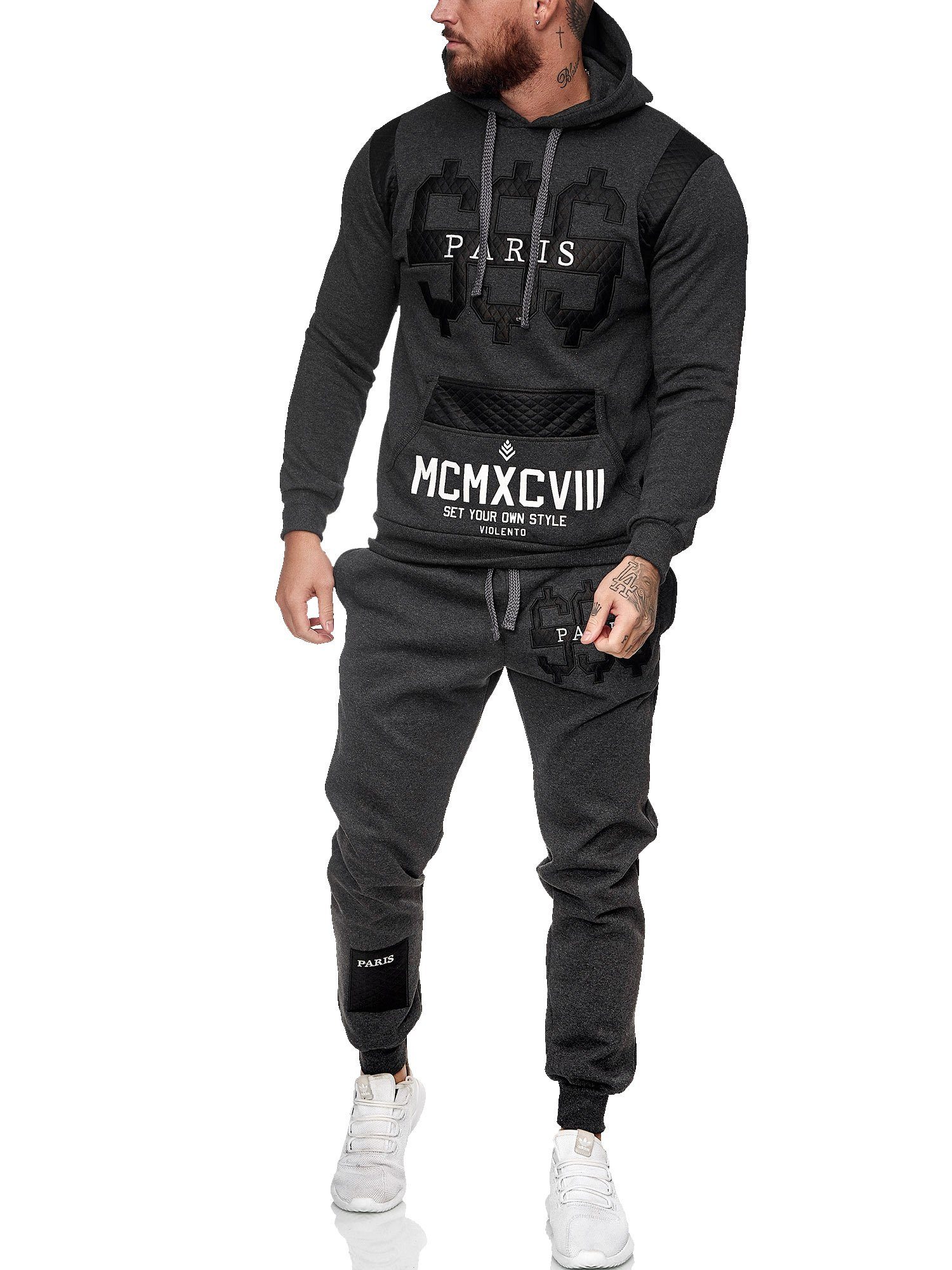 Code47 Jogginganzug Herren Jogginganzug Jacke Sport Hose Fitness Hoodie Paris (Sportanzug Trainingsanzug Fitnessanzug)