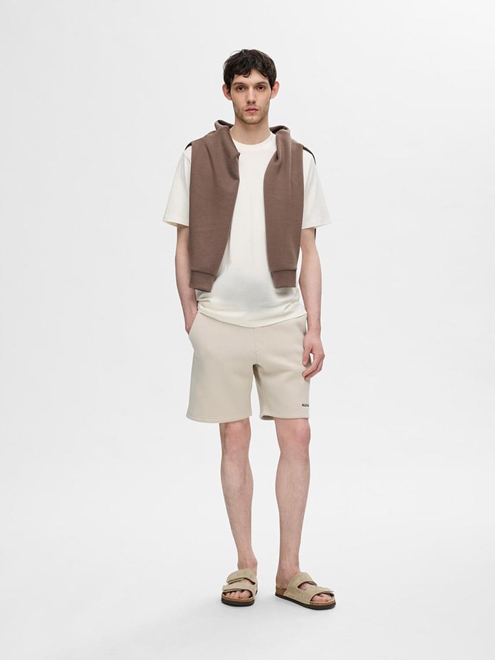 SELECTED HOMME Sweatshorts in Creme günstig kaufen