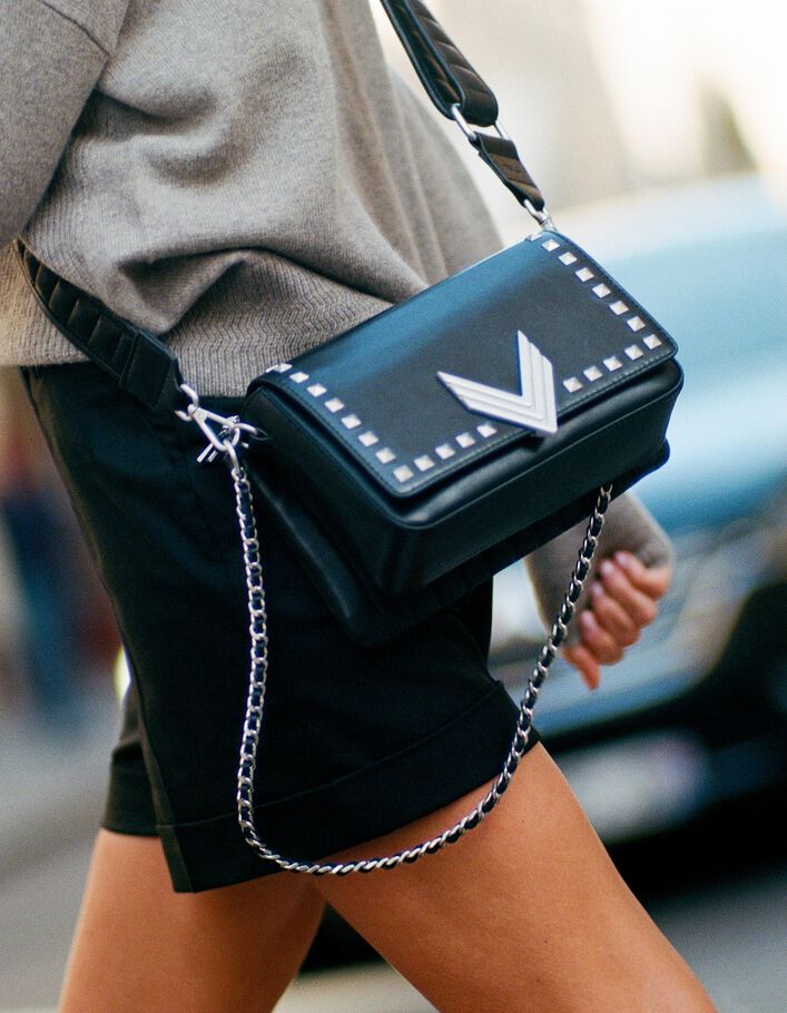 Le sac 111 Janis cuir d'agneau noir rock femme