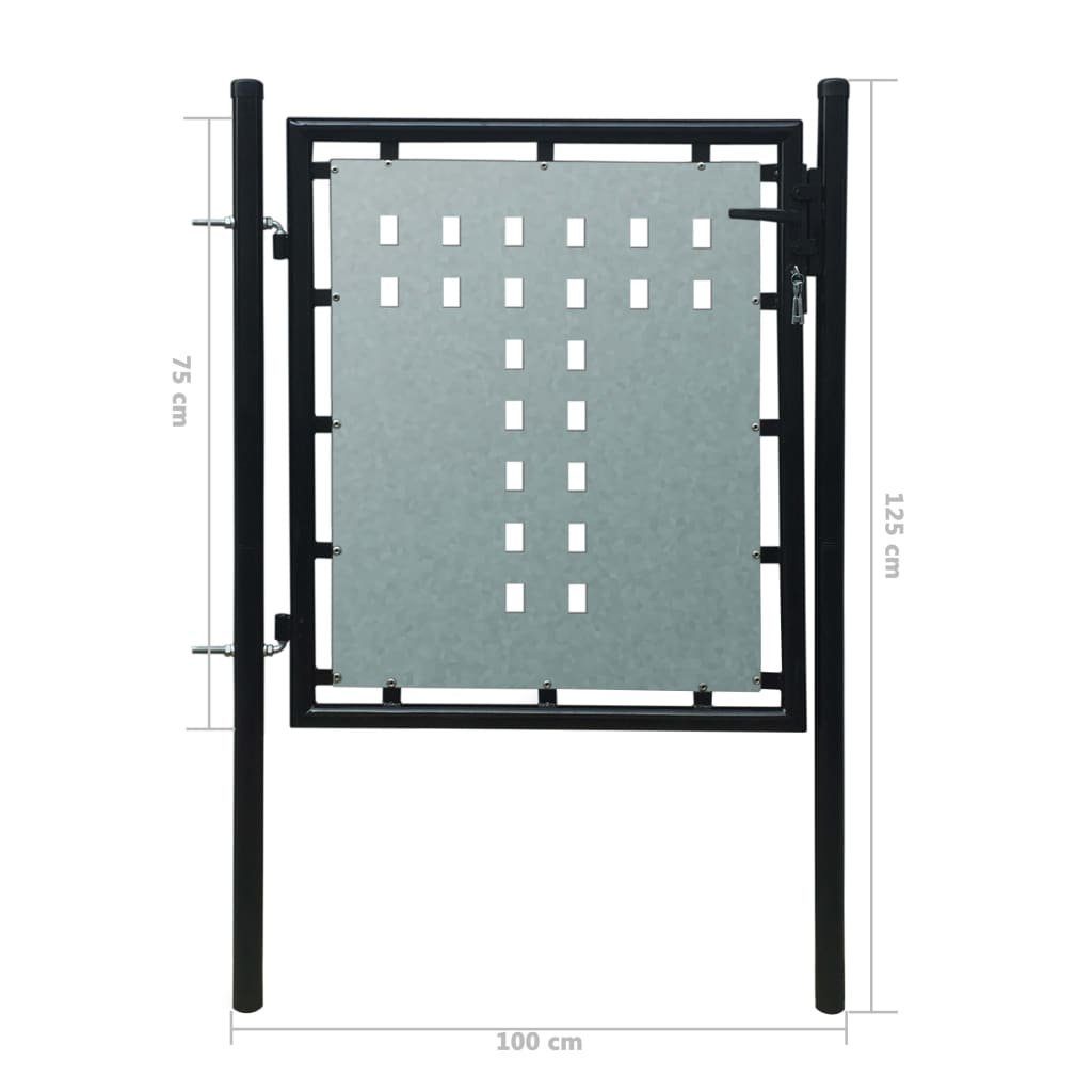 vidaXL Gartentor Zauntor (Einzeltor) Schwarz 100x125 cm