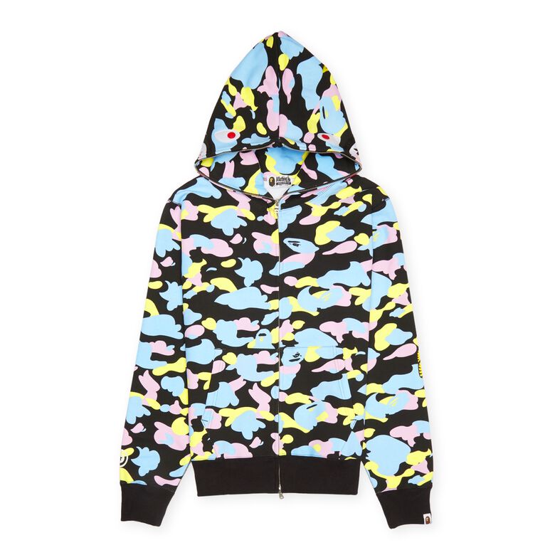 A Bathing Ape New Multi Camo 2nd Shark Full Zip Hooide M Black